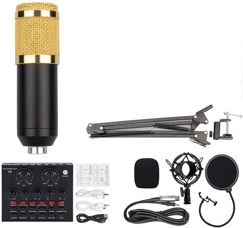 BM800 Microphone Kit with V8 Sound Card, Condenser Microphone Bundle