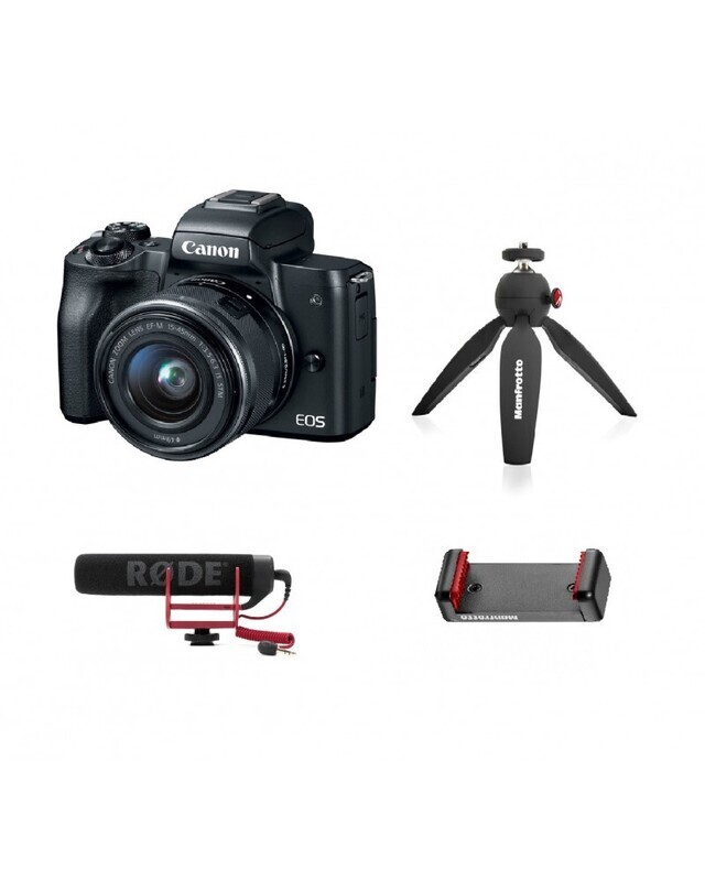 Canon EOS M50 EFM 1545mm IS STM Kit + Rode VideoMic GO OnCamera