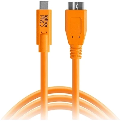 Tether Tools TetherPro USB Type-C Male to Micro-USB 3.0 Type-B Male Cable (15&#39;, Orange)