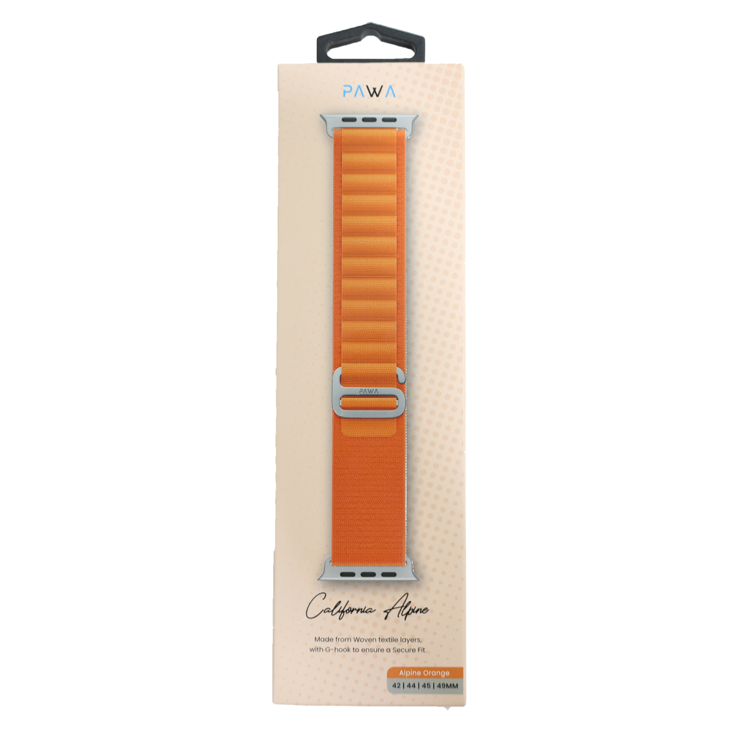 PAWA California Alpine Woven Textile Layer Apple Watch Strap with G-Hook Fits 42 | 44 | 45 | 49mm (Alpine Orange)