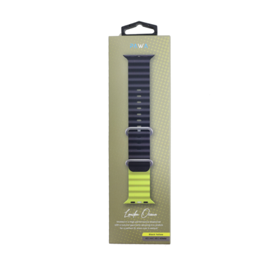PAWA London Ocean Molded Elastomer Apple Watch Strap with Tubular Geometry Fits 42 | 44 | 45 | 49mm (Black Yellow)