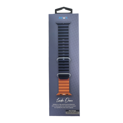 PAWA London Ocean Molded Elastomer Apple Watch Strap with Tubular Geometry Fits 42 | 44 | 45 | 49mm (Blue Orange)