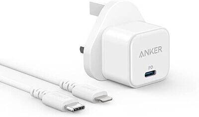 Anker PowerPort III 20w Cube with 3ft 0.9mth USB-C To Lightning Cable - White