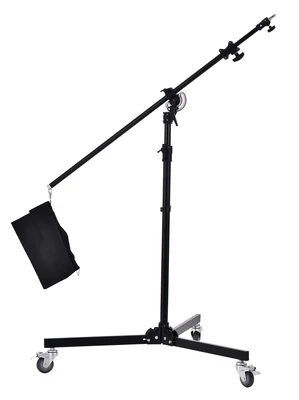Provision 380cm Wheeled Boom Stand with Sand Bag Black