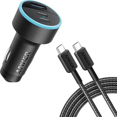 Anker 335 67w Car Charger With USB-C Cable and 2USB-C 1USB-A Ports
