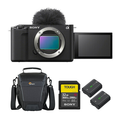 Sony ZV-E1 Full-Frame Vlog Camera Body with Extra Sony Battery + Sony 32Gb Tough SD Card + Lowepro Bag
