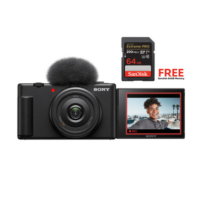 Sony Vlog camera ZV-1F with FREE Sandisk 64GB Extreme Pro SD Card