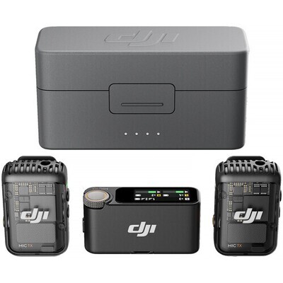 DJI Mic 2 2-Person Compact Digital Wireless Microphone System/Recorder for Camera &amp; Smartphone (2.4 GHz)
