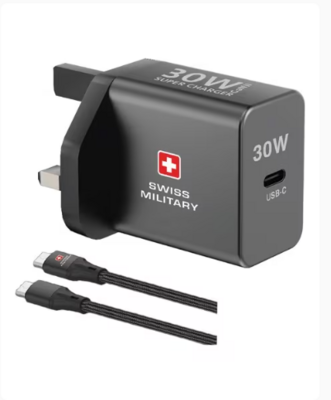 Swiss Military 30W GaN II Super Charger With USB-C To USB-C 1.5 Meter Cable