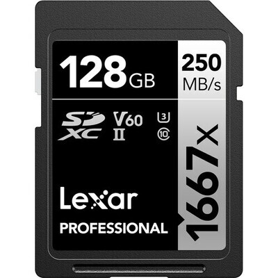 Lexar 128GB Professional 1667x UHS-II V60 U3 250MB/s C10 SDXC Memory Card