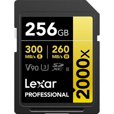 Lexar Professional 300Mbps 2000x SDXC UHS-II V90 SD Card (256GB)