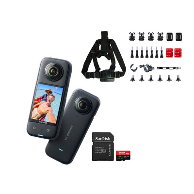 Insta360 X3 Waterproof 360 Action Camera with FREE Sandisk Extreme 64GB Micro SD Card and Insta360 Bike Bundle