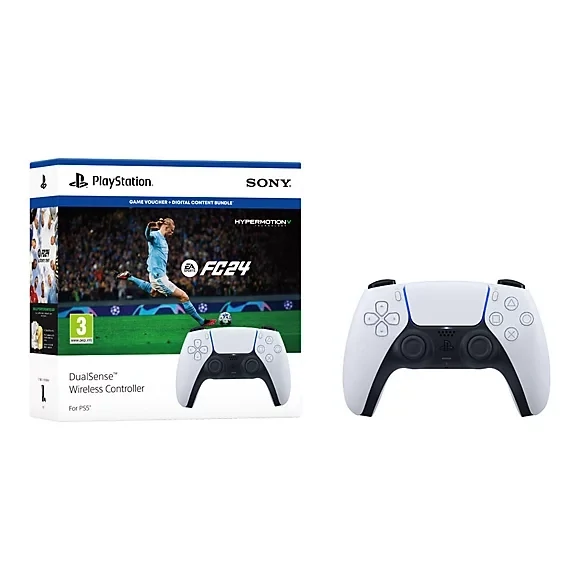 Sony PlayStation 5 DualSense Wireless Controller Black With EA SPORTS FC™ 24 Game Voucher + Digital Content Bundle