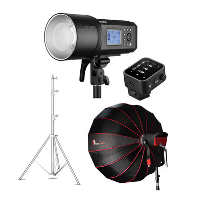Godox AD600 Pro Witstro All-in-One Outdoor Flash with Godox X3 Trigger + Heavy Duty Light Stand &amp; Phototech 85cm Softbox