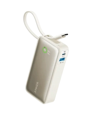 Anker 533 10000mAh 30w Nano Power Bank With Built-In USB-C Cable - White