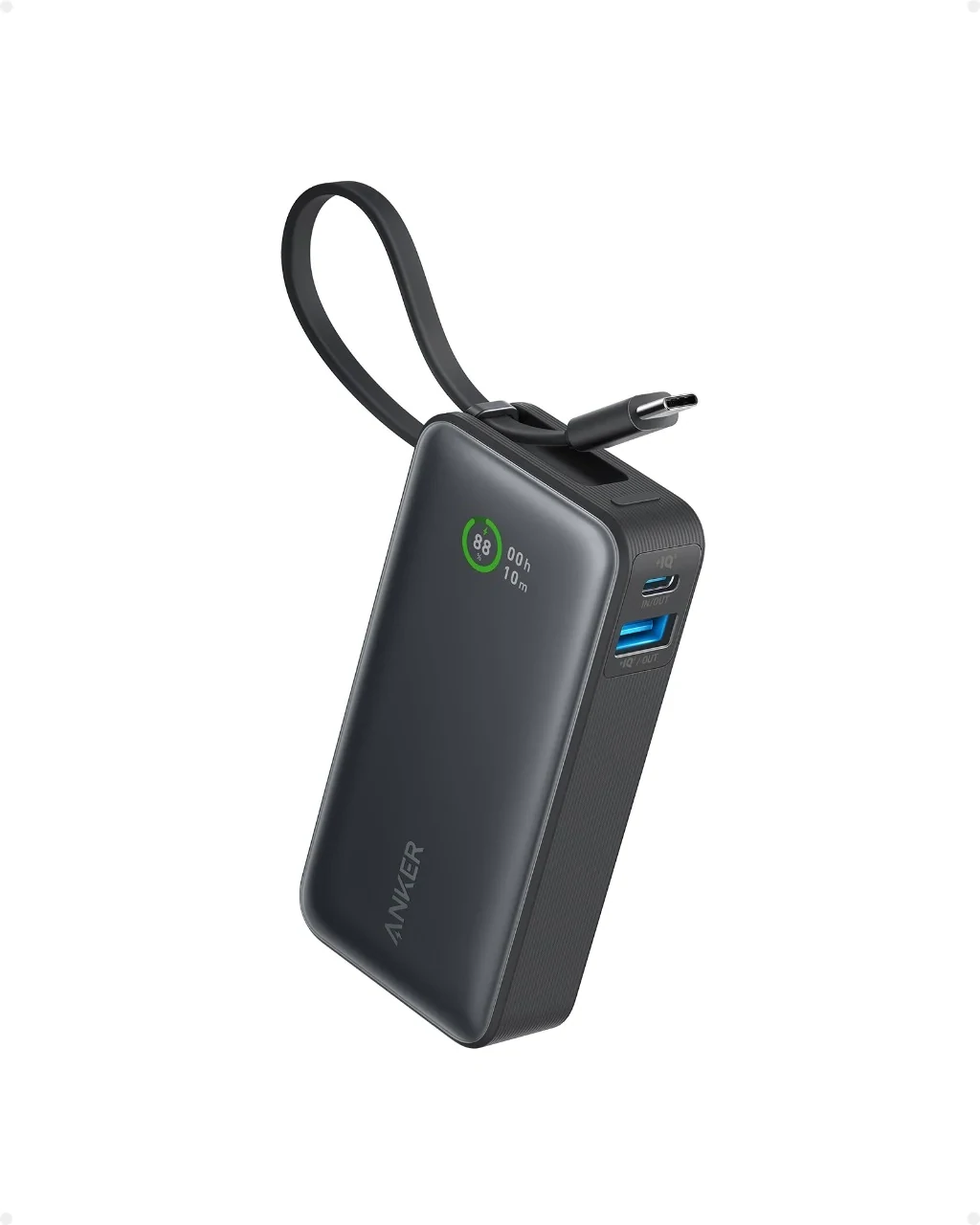 Anker 533 10000mAh 30w Nano Power Bank With Built-In USB-C Cable - Black