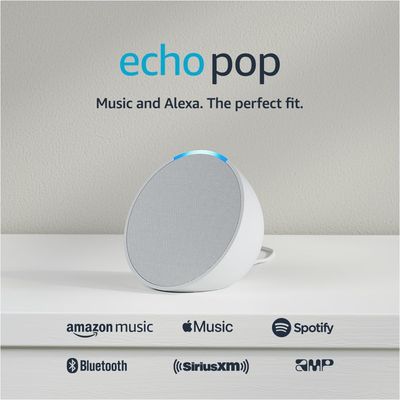 Amazon Echo Pop Full sound compact smart speaker with Alexa - Glacier White