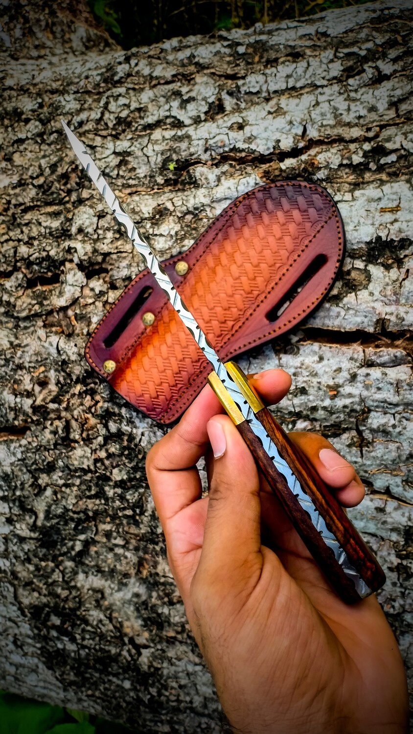 1095 Steel Full Tang Skinner Knife with Rose Wood Handle