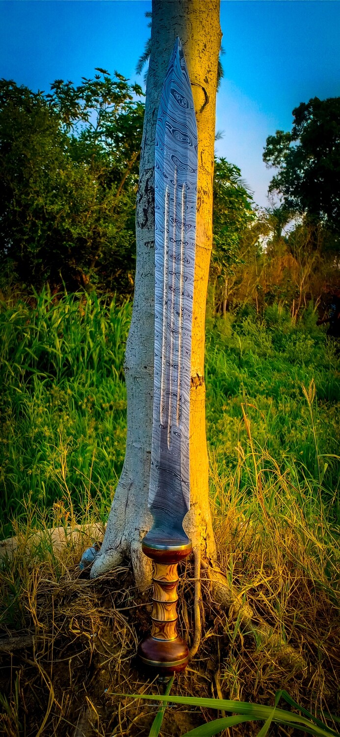 Roman Gladius Sword 32&quot; Custom Handmade Damascus Steel Roman Gladius Sword In Roman Legions With Unique Wooden Box And SPQR Logo On the Top,