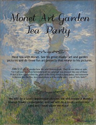Monet Art Garden Party - Live Zoom Tea Party Monet Art Garden Party - Live Zoom Tea Party