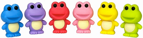 FROG ERASERS IN 6 COLORS