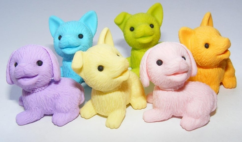 NEW 6 COLORS PUPPY ERASERS