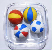 4-Sports Ball erasers in a box