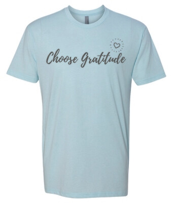 Choose Gratitude Heart Ice Blue Tee
