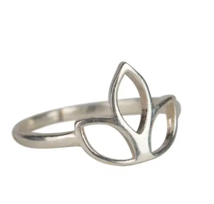 Lotus Ring - Silver Colored Brass