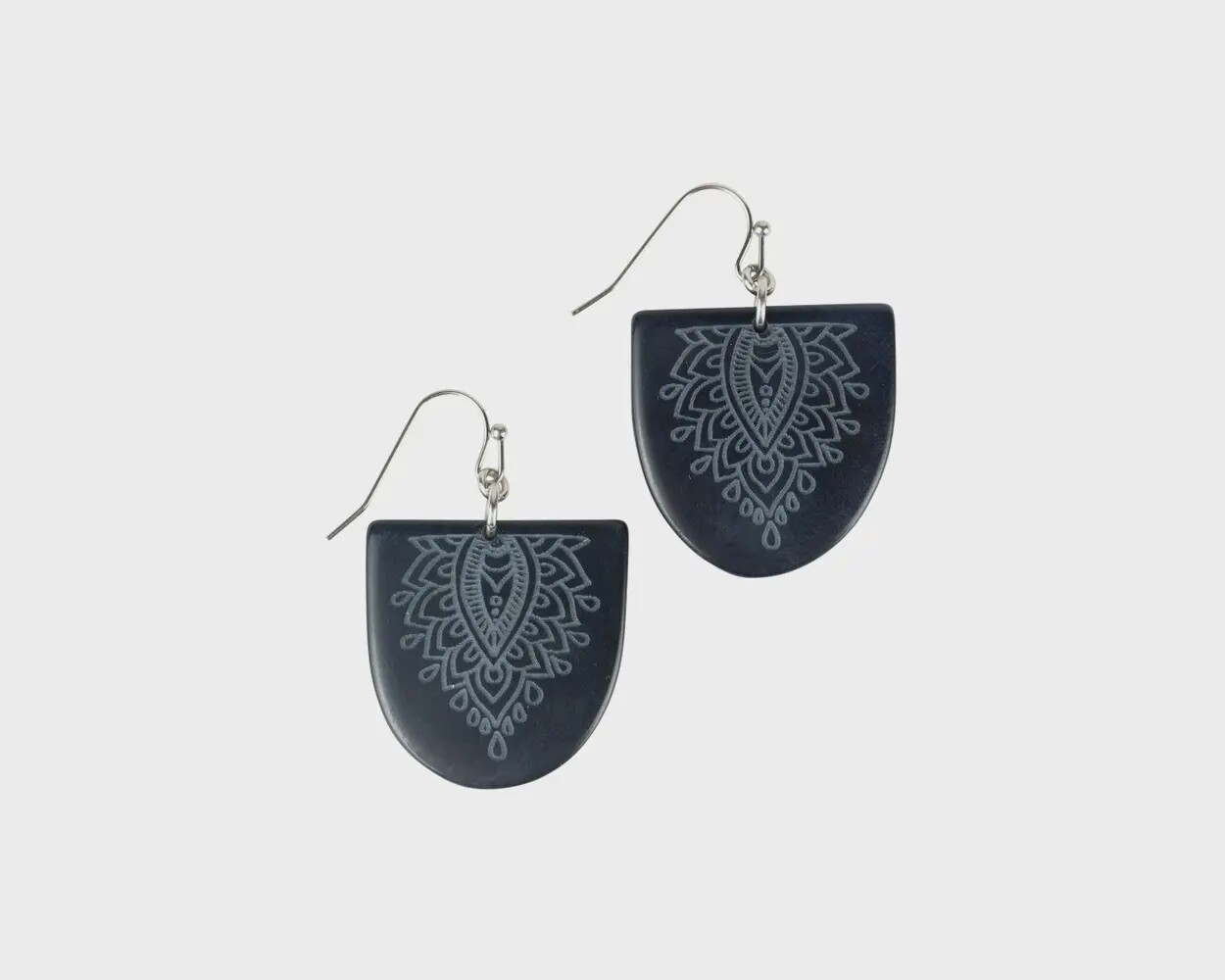 Etched Medallion Tagua Earrings