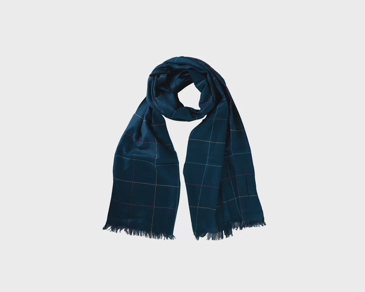 Deep Blue Kantha Stitch Scarf
