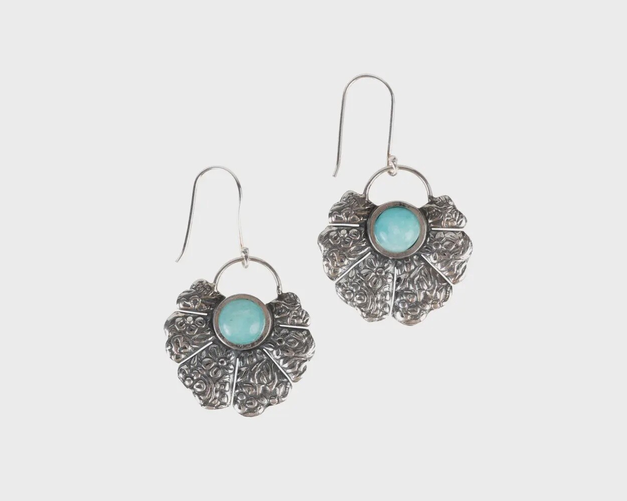 Amazonite Fan Silver Earrings
