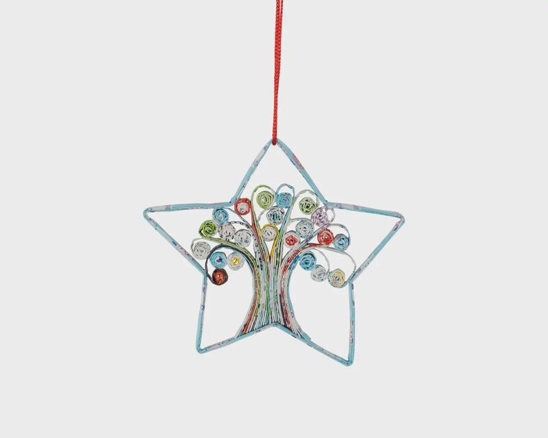 Recycled Paper Tree Star Ornament