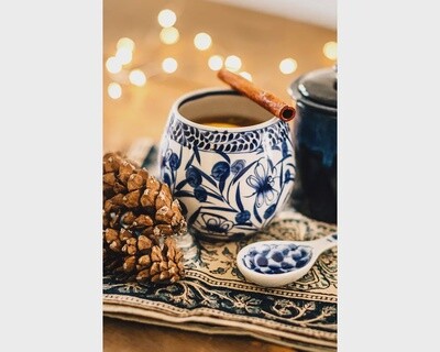 Toasty Morning Blue &amp; White Mug