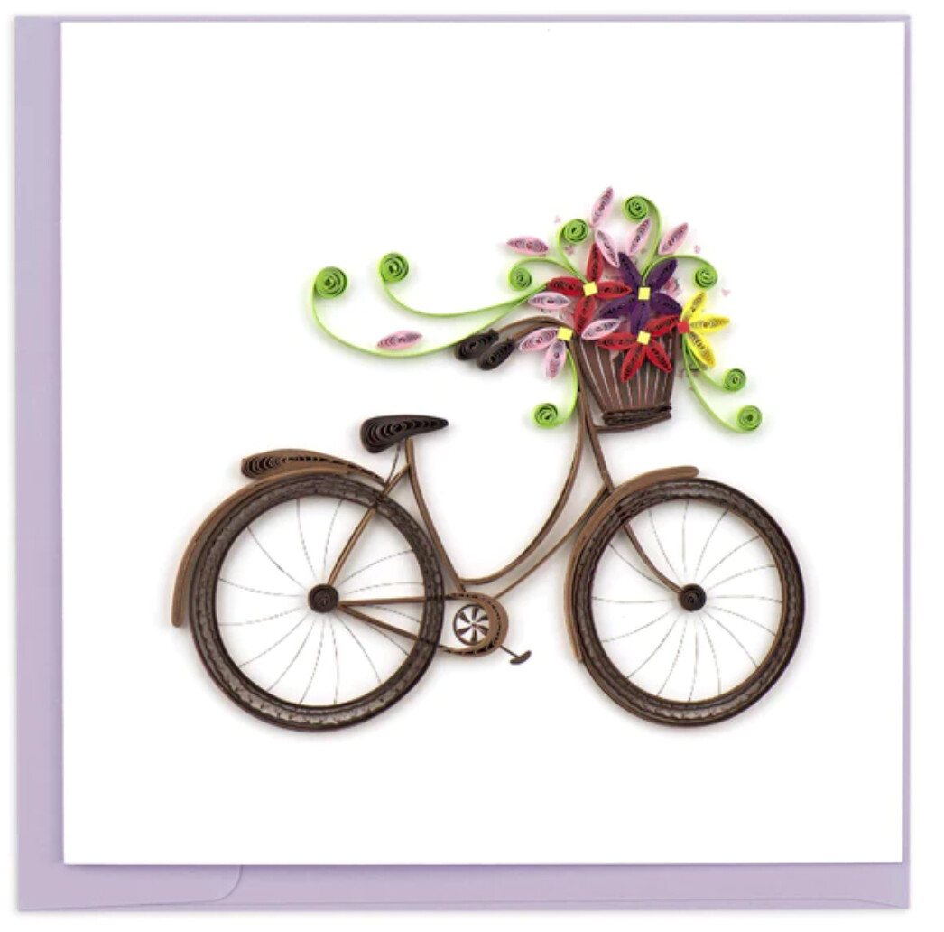 Bicycle With Flower Basket Card