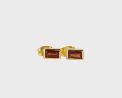 Garnet Gold Baguette Earrings