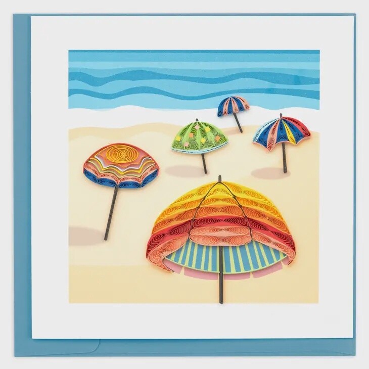 Colorful Beach Umbrellas Card