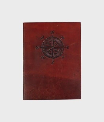 Journal Embossed Leather Compass 8x6in