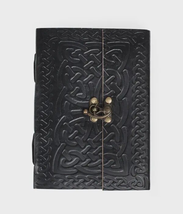 Intertwining Ideas Black Leather Journal 5x7in