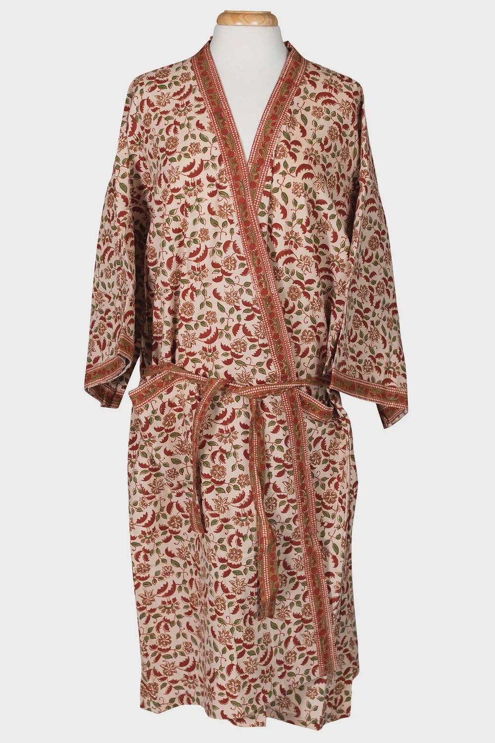 New Day Robe Burgundy/Tan/Green