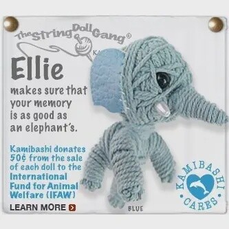Ellie The Elephant String Doll Keychain