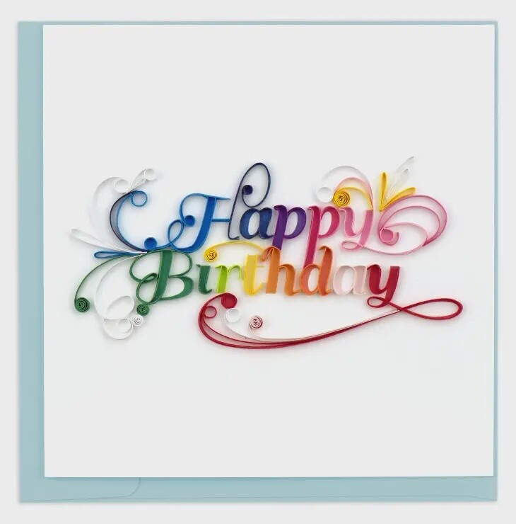 Happy Birthday Rainbow Colors Quilling Card