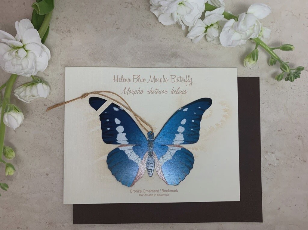 Blue Morpho Butterfly Bronze Ornament