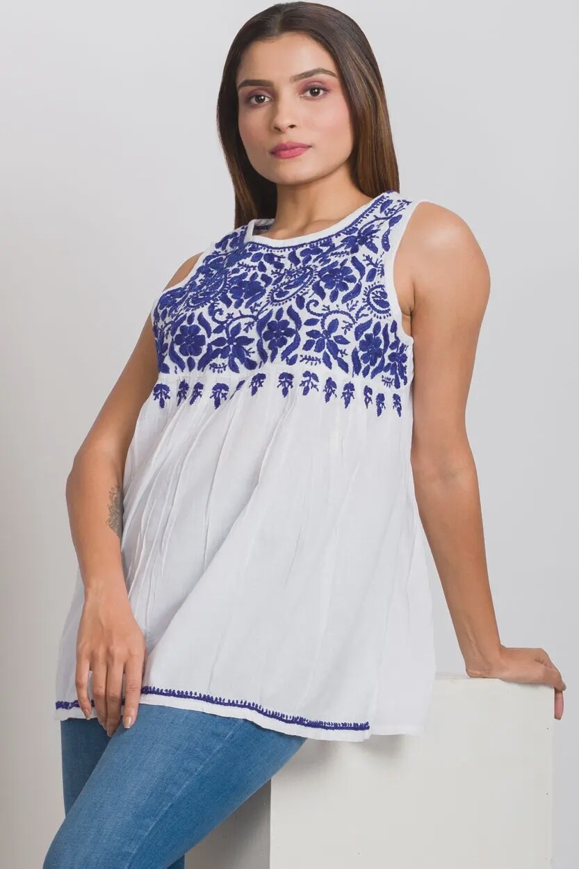 Divyani Sleeveless Top Blue