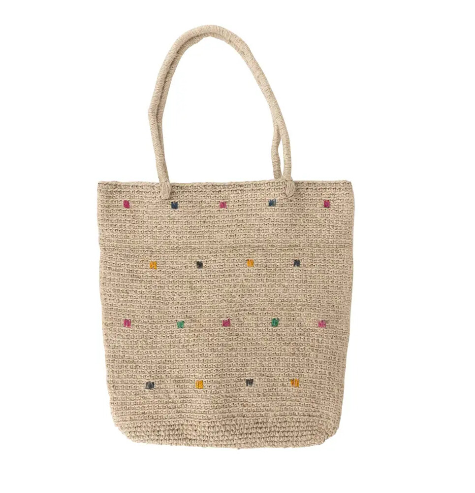 Dotted Jute Shoulder Bag