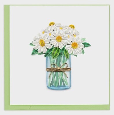 White Daisies in Jar Quilling Card