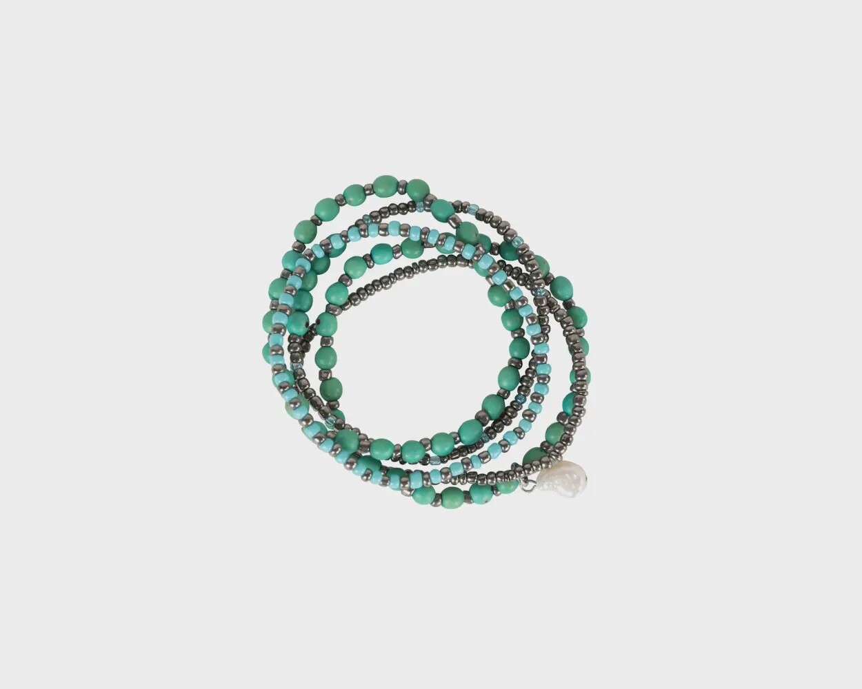 Aqua Pearl Seeds Bracelet - Set of 5