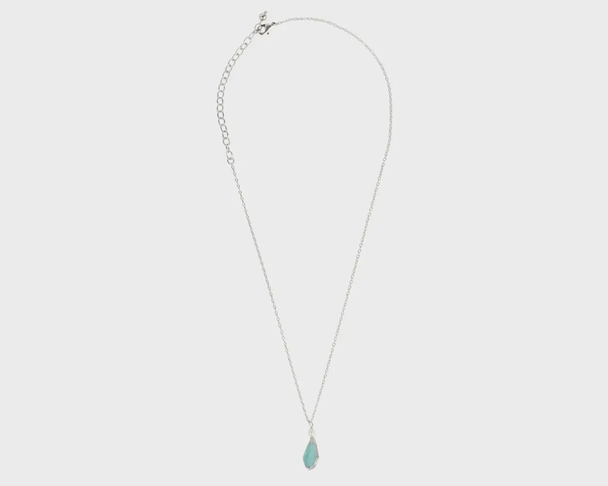 Aqua Pearl Silver Pendant Necklace