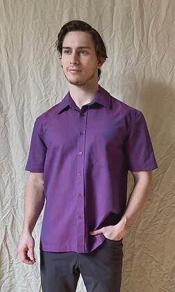 Plum Handloom Short Sleeve Slimmer Fit