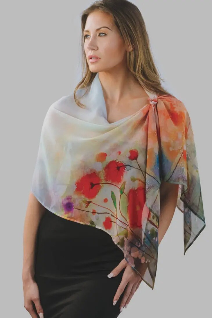 Aloka Red Poppies Scarf
